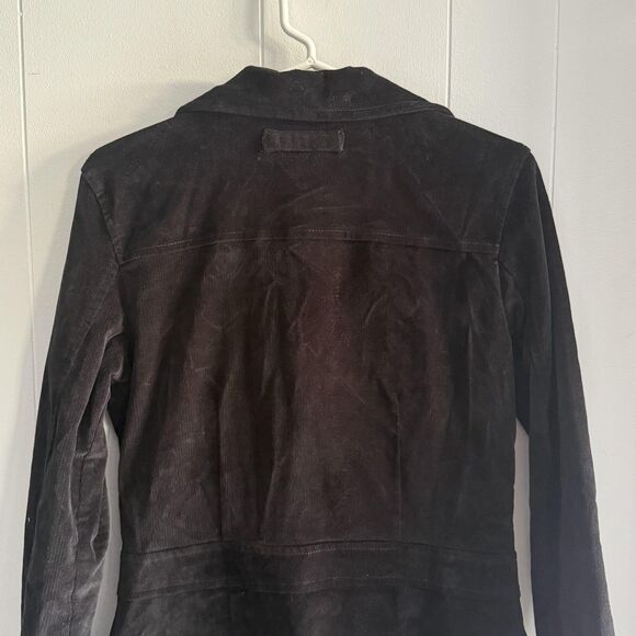 Tommy Jeans Coat Womens Medium Black Corduroy Long Jacket Red Star Lining - Picture 6 of 13